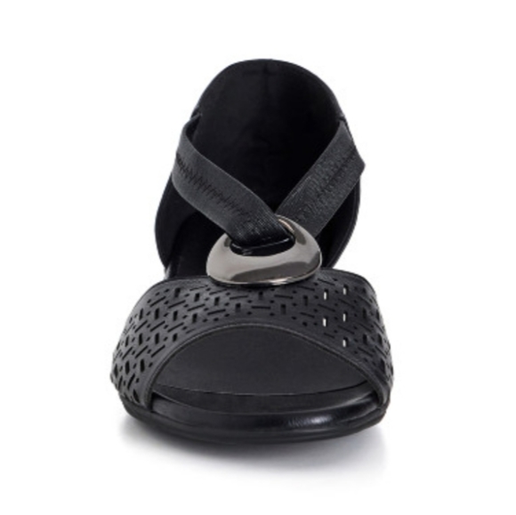 NEW CLOUDWALKERS Debbie Wedge Black 9.5 W Wide Fit COMFORT Slip-on Shoes - Picture 2 of 7